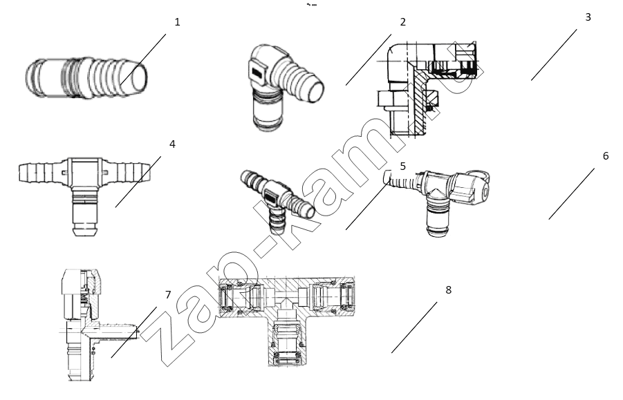 Схема/чертеж: CONNECTING PARTS, LINE & NIPPLE JOINT / Shaanxi Shacman SX42584V324