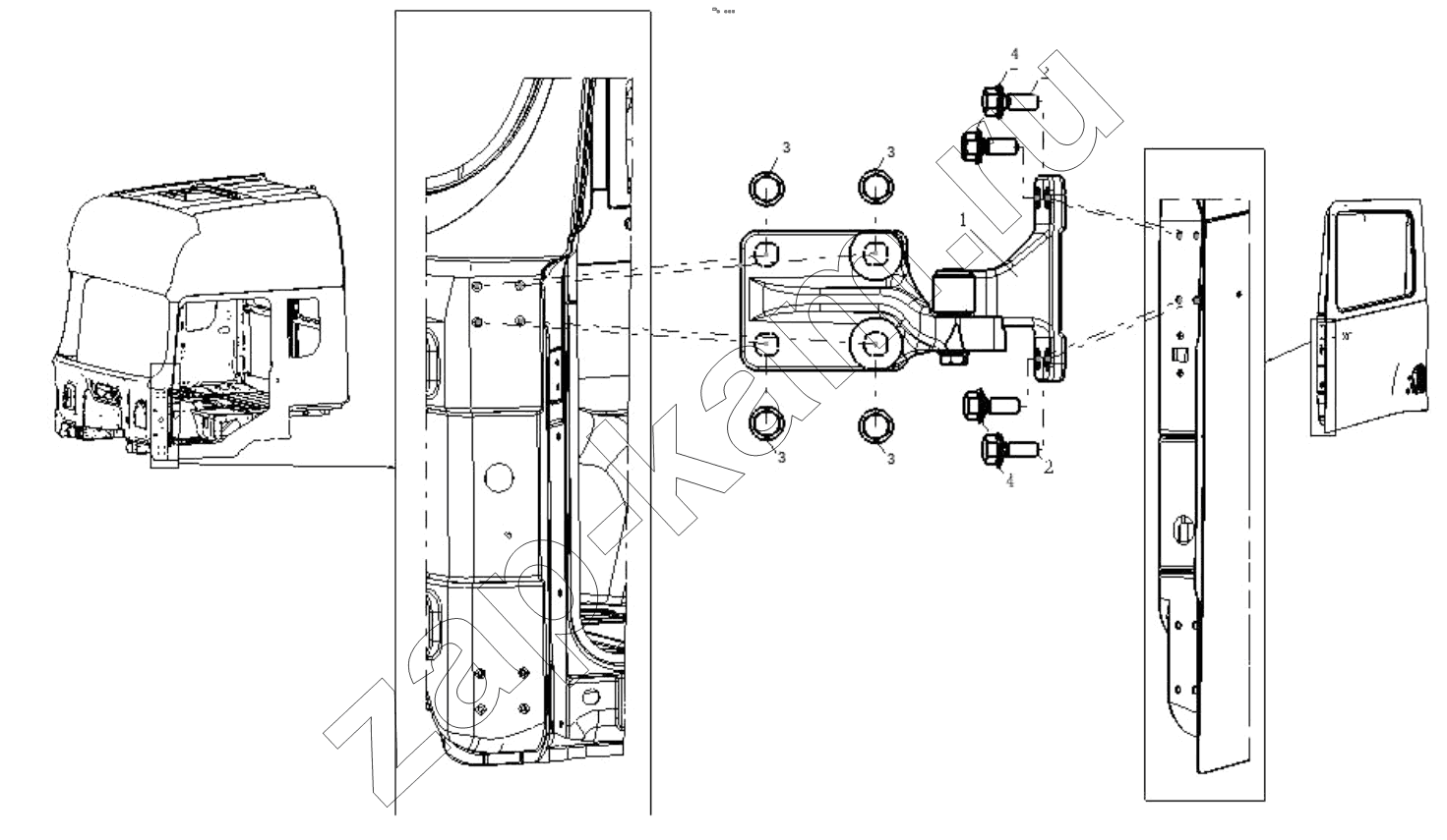 Схема/чертеж: DOOR HINGE LEFT / Shaanxi Shacman SX42584V324