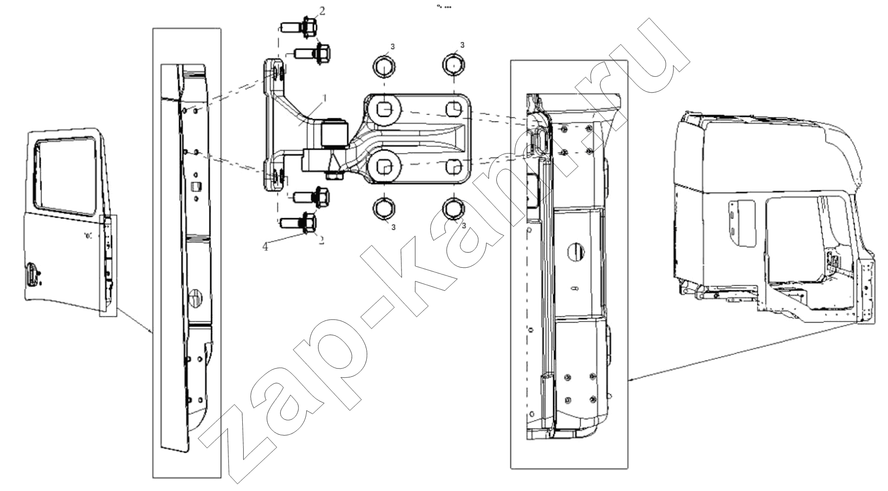 Схема/чертеж: DOOR HINGE RIGHT / Shaanxi Shacman SX42584V324