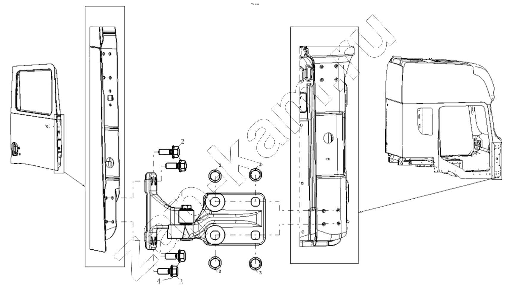 Схема/чертеж: DOOR HINGE RIGHT / Shaanxi Shacman SX42584V324