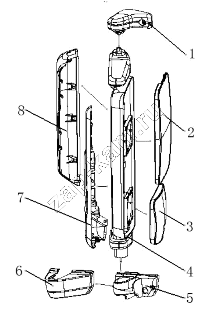 Схема/чертеж: LEFT VIEW MIRROR / Shaanxi Shacman SX42584V324