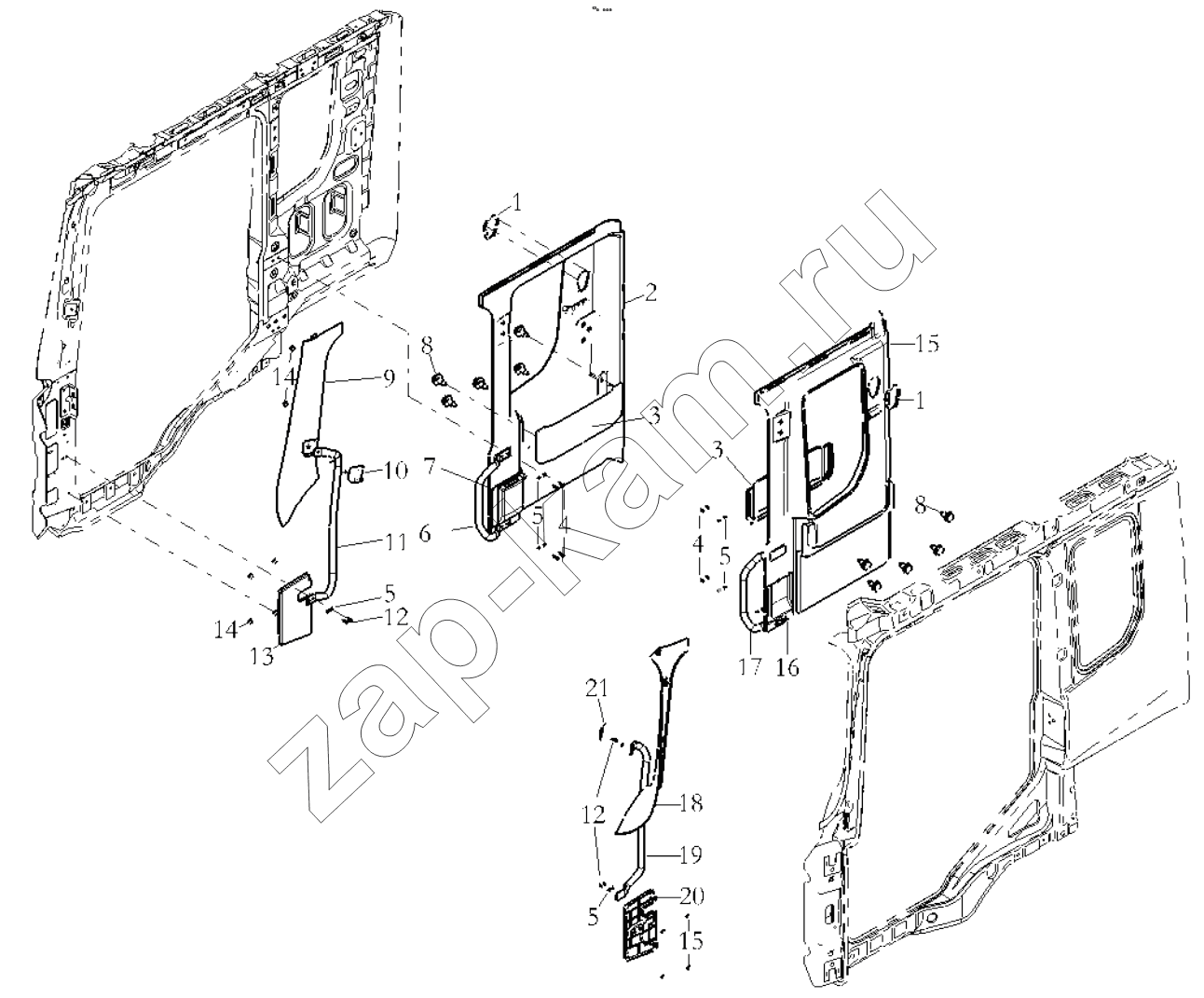 Схема/чертеж: THE INTERIOR TRIM ASSEMBLY / Shaanxi Shacman SX42584V324