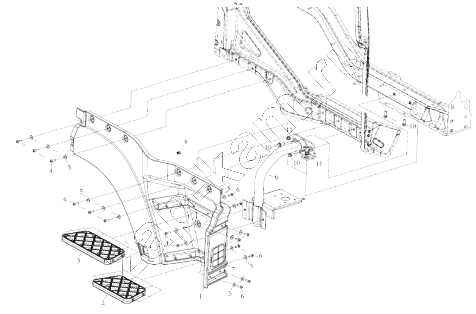 Схема/чертеж: RIGHT FOOT PANEL FOR CAB / Shaanxi Shacman SX42584V324