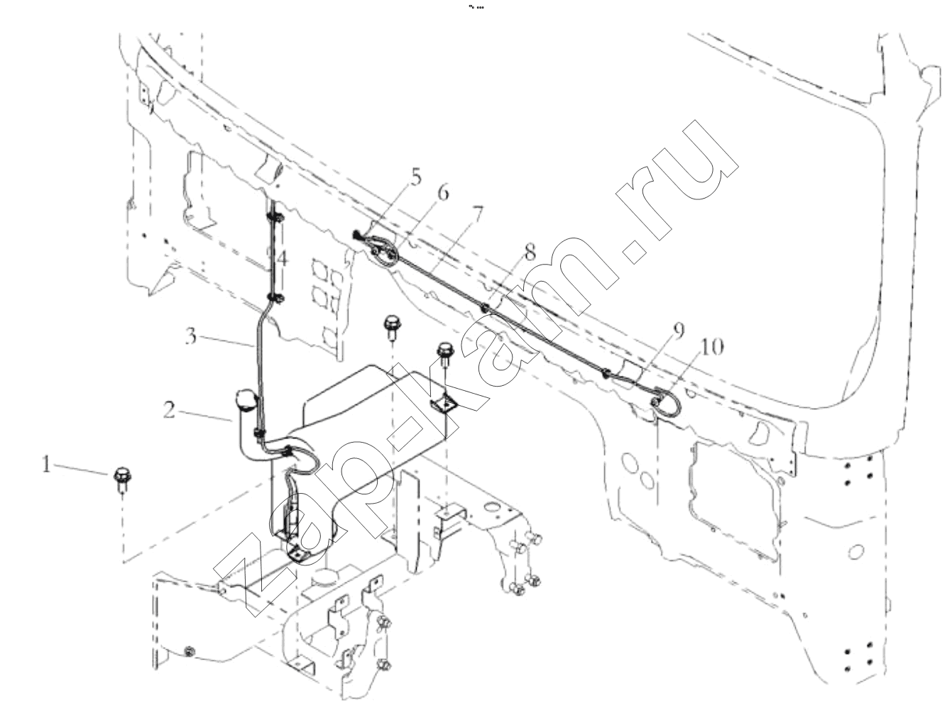Схема/чертеж: WINDSCREEN RINSE SYSTEM/LEFT / Shaanxi Shacman SX42584V324