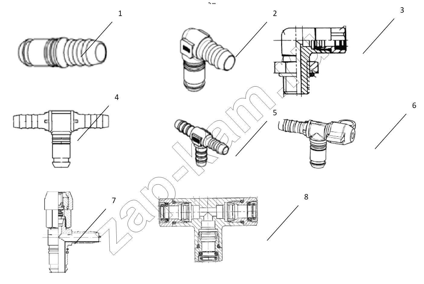 Схема/чертеж: CONNECTING PARTS, LINE & NIPPLE JOINT / Shaanxi Shacman SX42584V324