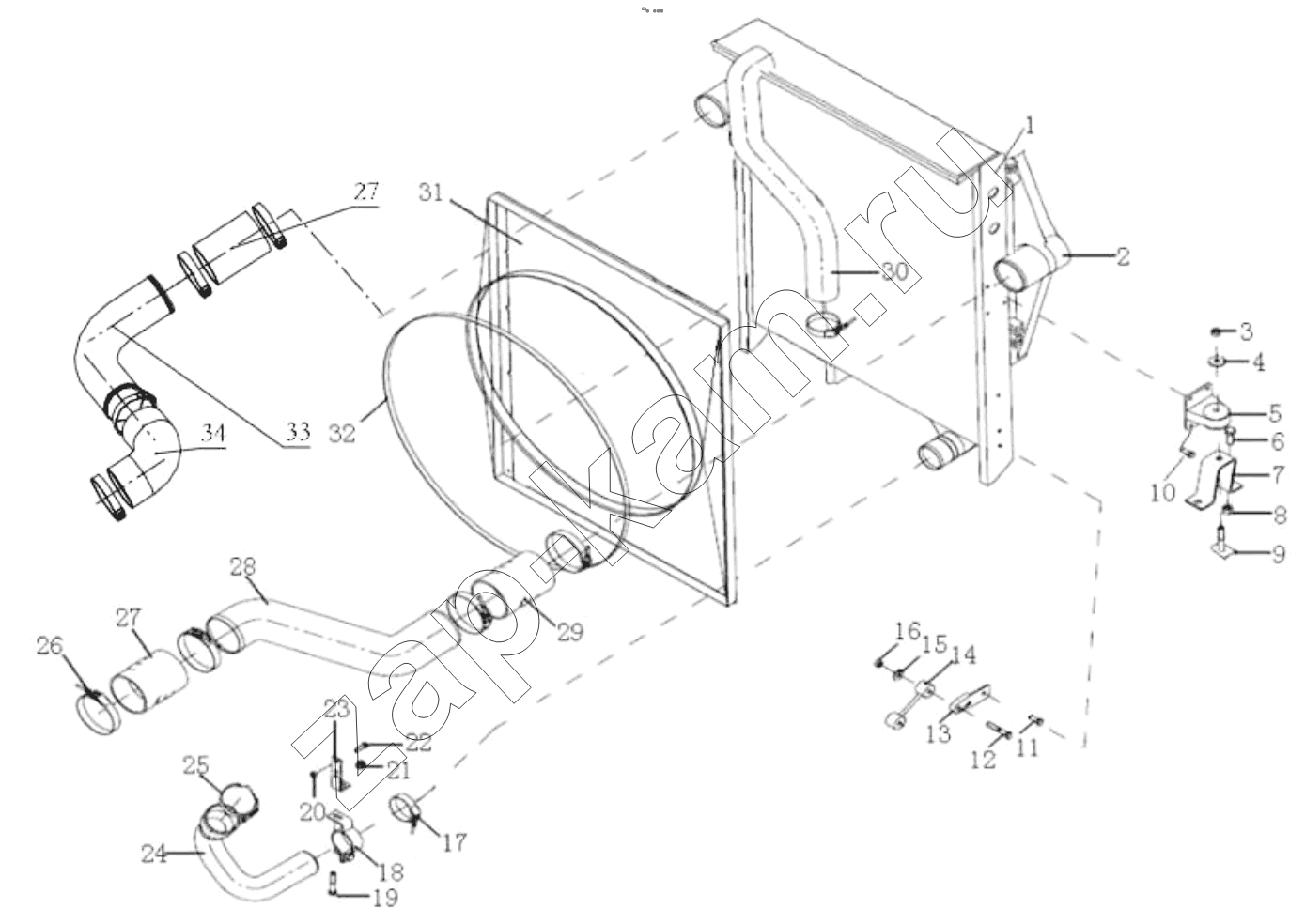 Схема/чертеж: COOLER SYSTEM (F3000/WP12) / Shaanxi Shacman SX42584V324