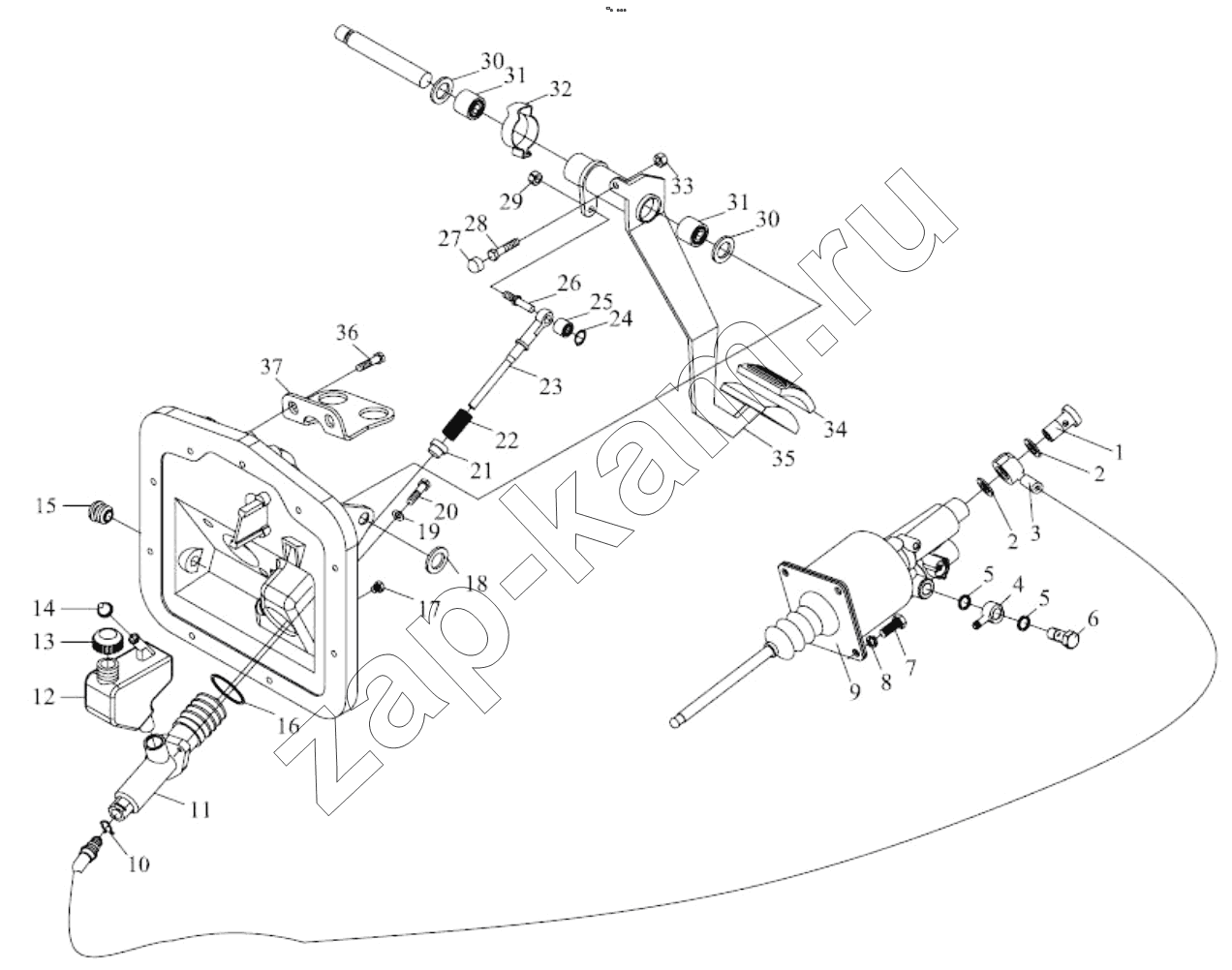 Схема/чертеж: PULL CLUTCH CONTROL DEVICE / Shaanxi Shacman SX42584V324