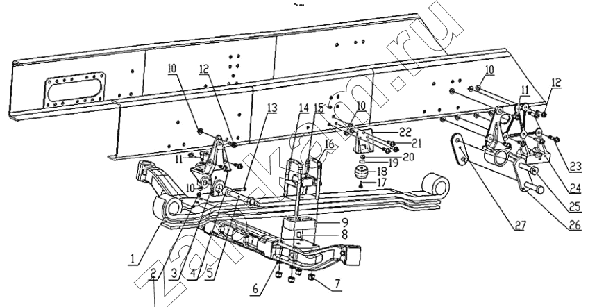 Схема/чертеж: FRONT SUSPENSION (DC95259690622) / Shaanxi Shacman SX42584V324