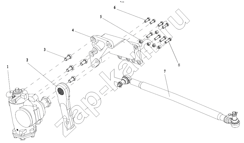 Схема/чертеж: SINGLE SHAFTS STEERING TRANSMISSION DEVIC / Shaanxi Shacman SX42584V324