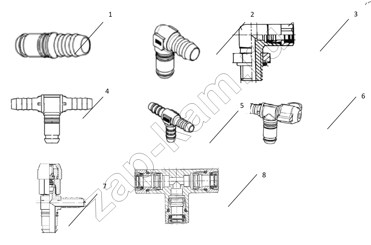 Схема/чертеж: CONNECTING PARTS, LINE & NIPPLE JOINT / Shaanxi Shacman SX42584V384TL