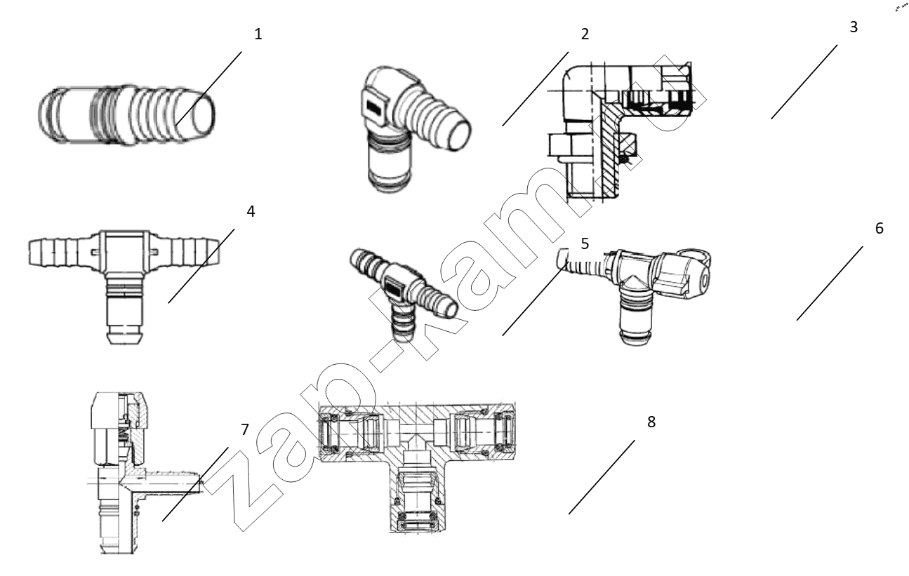 Схема/чертеж: CONNECTING PARTS,LINE & NIPPLE JOINT / Shaanxi Shacman SX42584V384TL