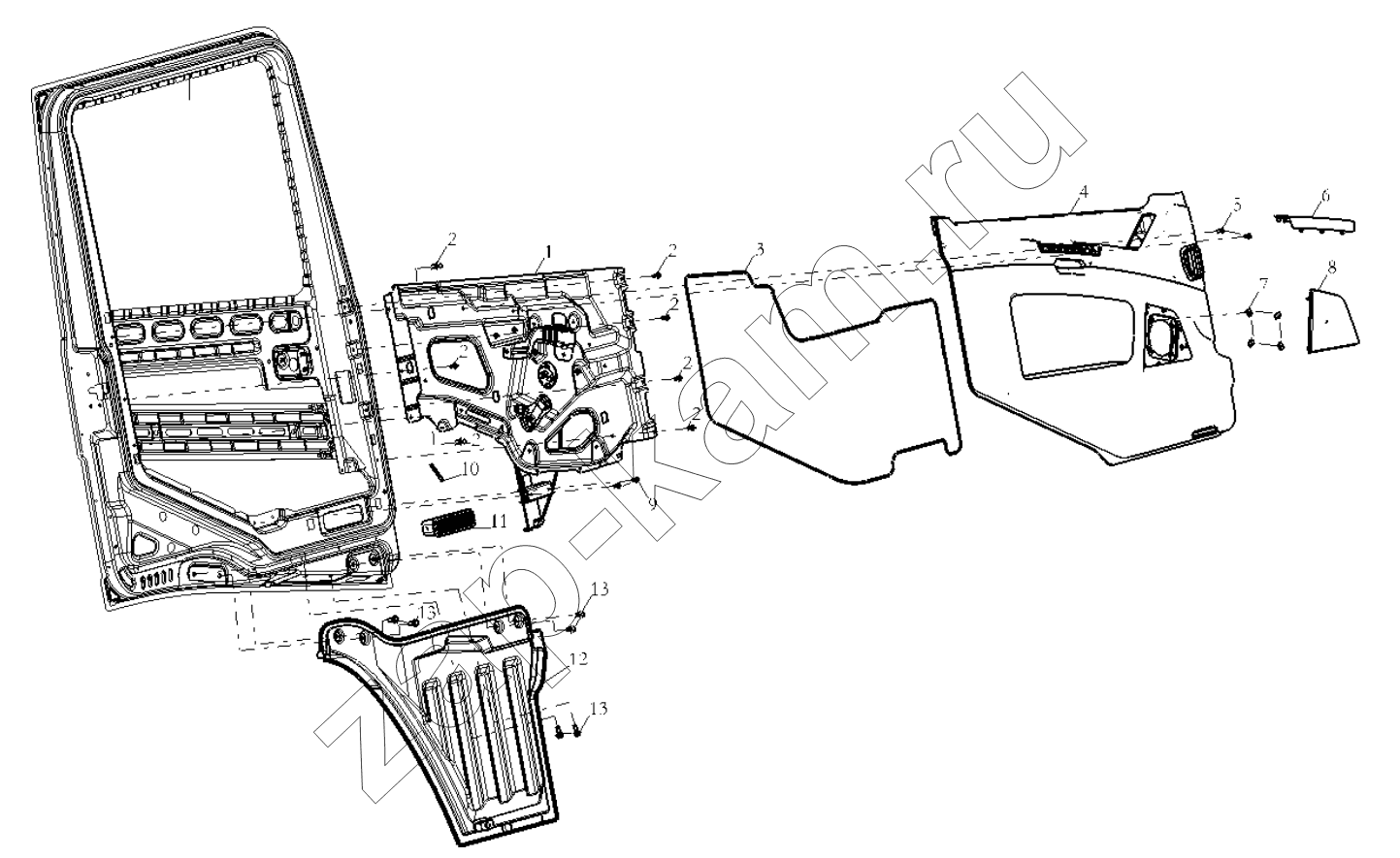 Схема/чертеж: DOOR COVERING LEFT (ELECTROMOTION) / Shaanxi Shacman SX42584V384TL