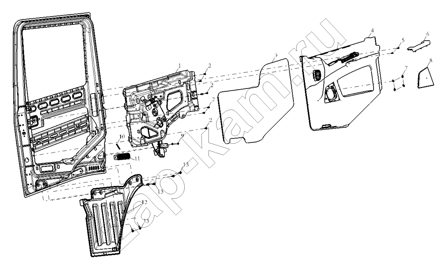 Схема/чертеж: DOOR COVERING RIGHT (ELECTROMOTION) / Shaanxi Shacman SX42584V384TL