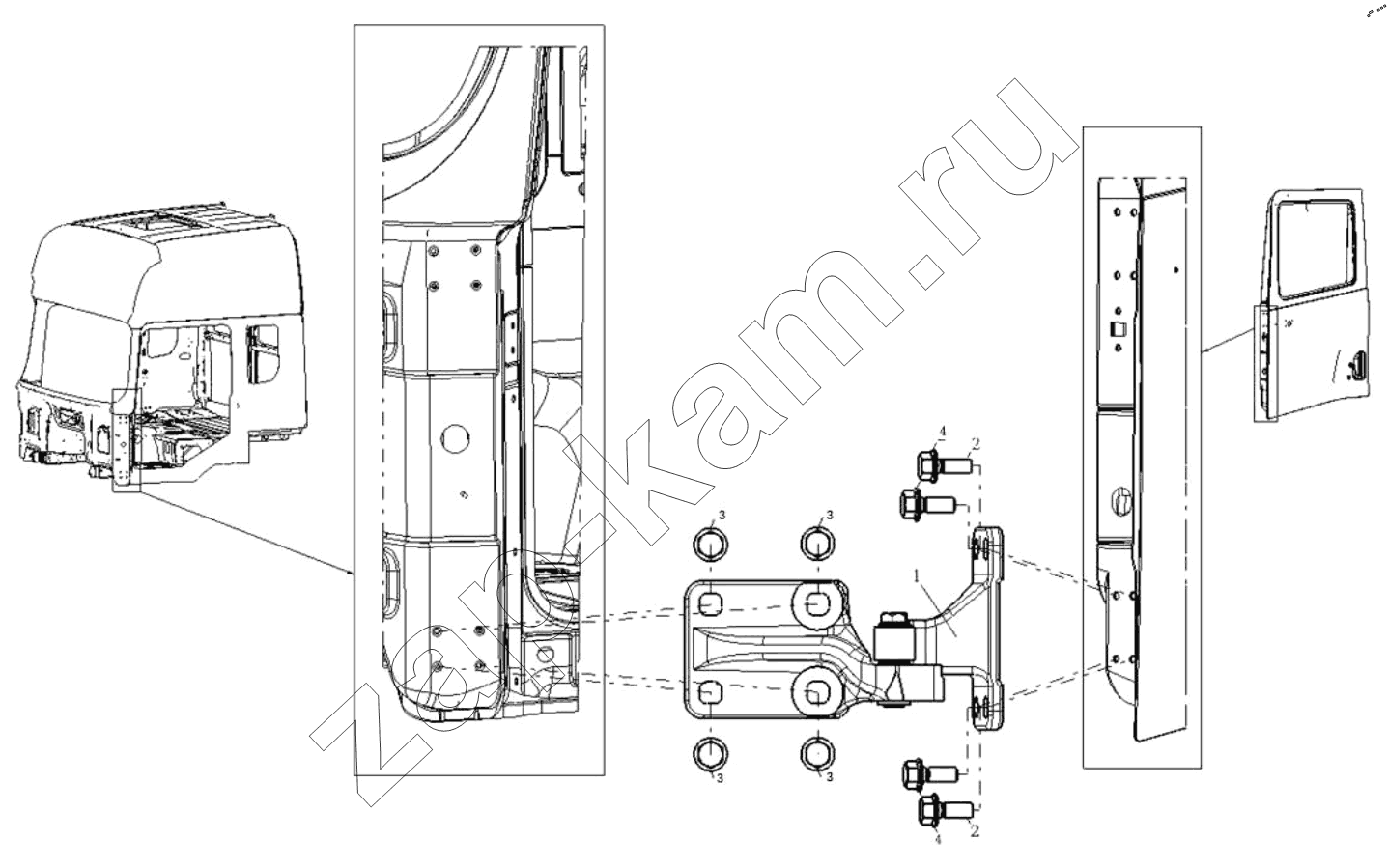 Схема/чертеж: DOOR HINGE LEFT / Shaanxi Shacman SX42584V384TL
