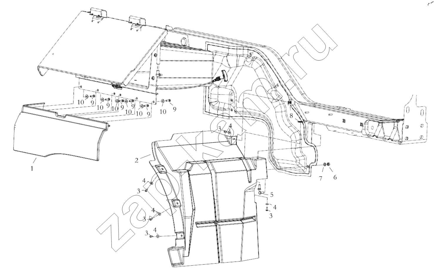 Схема/чертеж: RIGHT WING DAUGHTER BOARD / Shaanxi Shacman SX42584V384TL