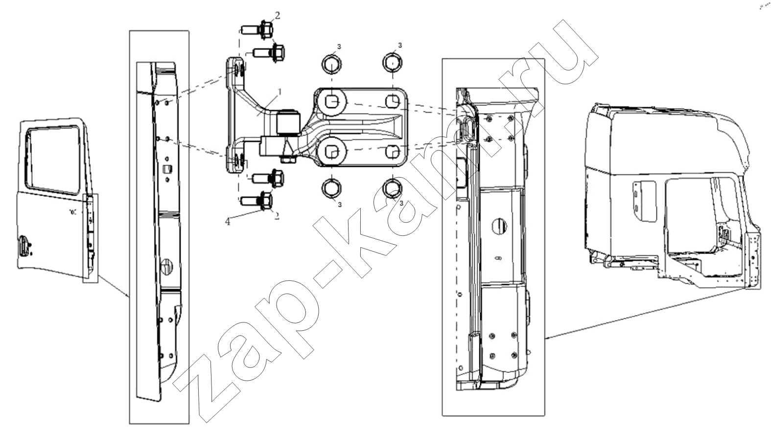 Схема/чертеж: DOOR HINGE RIGHT / Shaanxi Shacman SX42584V384TL