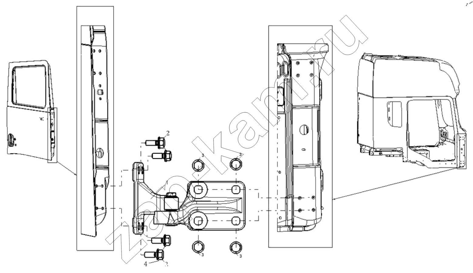 Схема/чертеж: DOOR HINGE RIGHT / Shaanxi Shacman SX42584V384TL