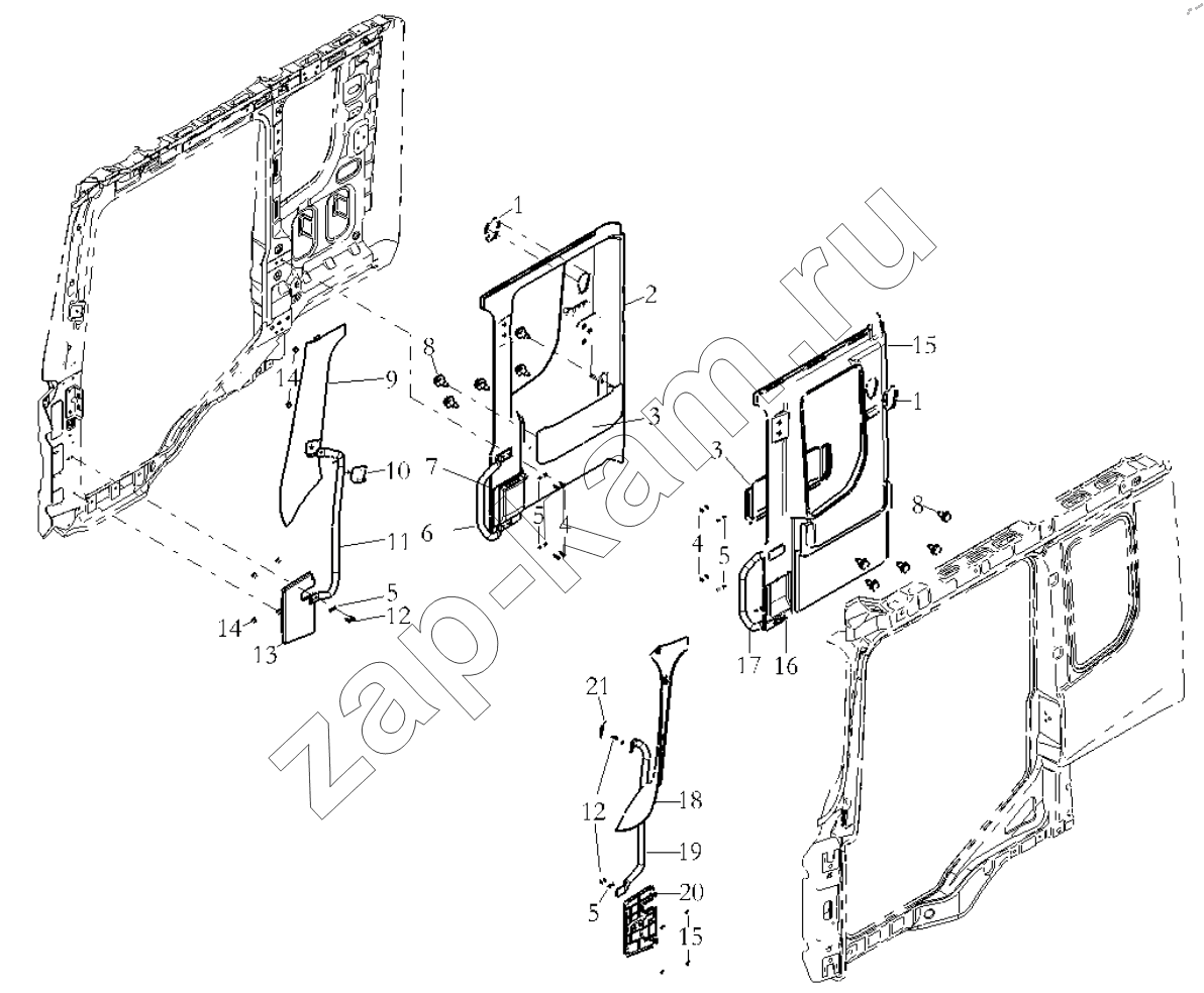 Схема/чертеж: THE INTERIOR TRIM ASSEMBLY / Shaanxi Shacman SX42584V384TL