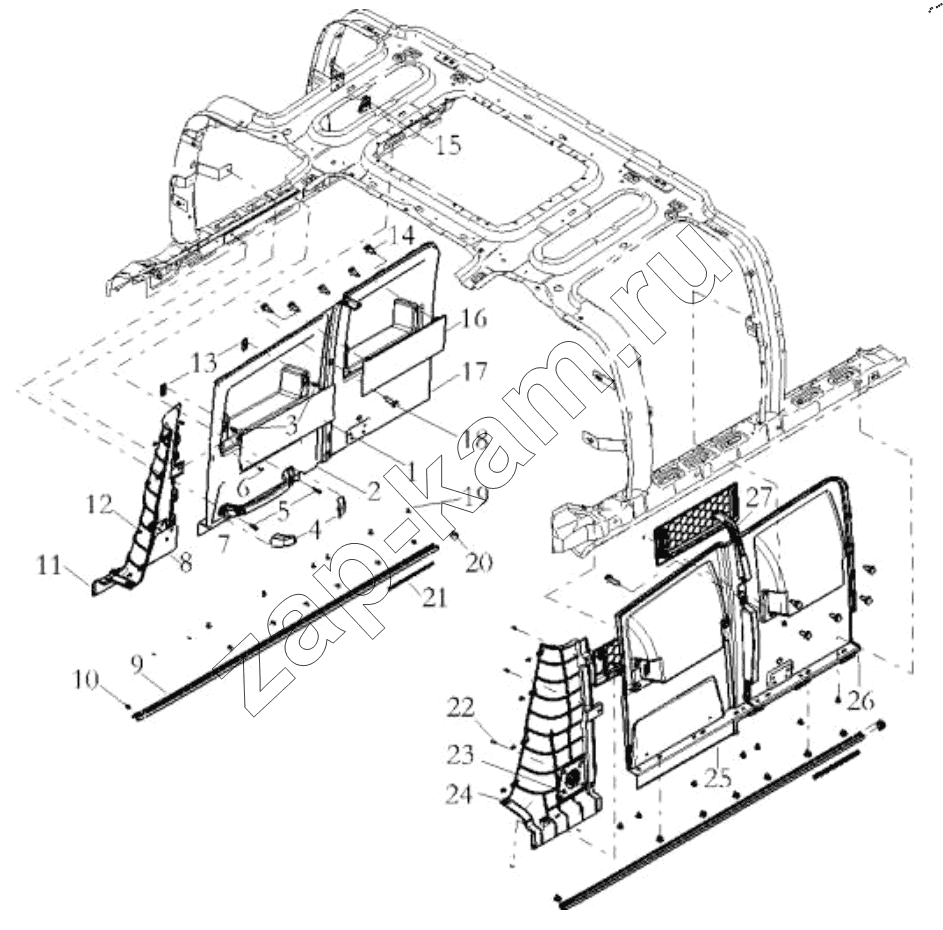 Схема/чертеж: THE INTERIOR TRIM ASSEMBLY / Shaanxi Shacman SX42584V384TL