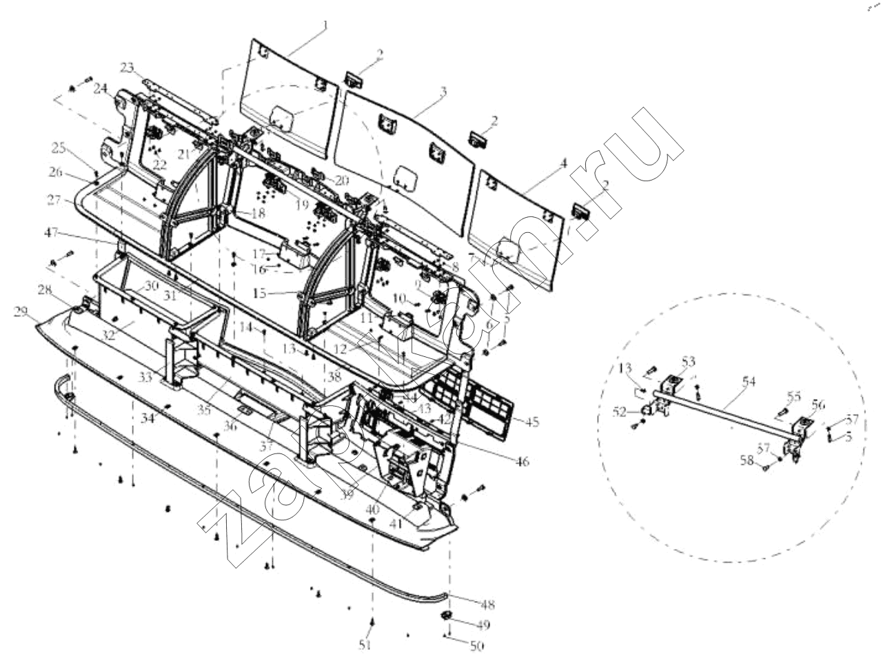 Схема/чертеж: THE INTERIOR TRIM ASSEMBLY / Shaanxi Shacman SX42584V384TL