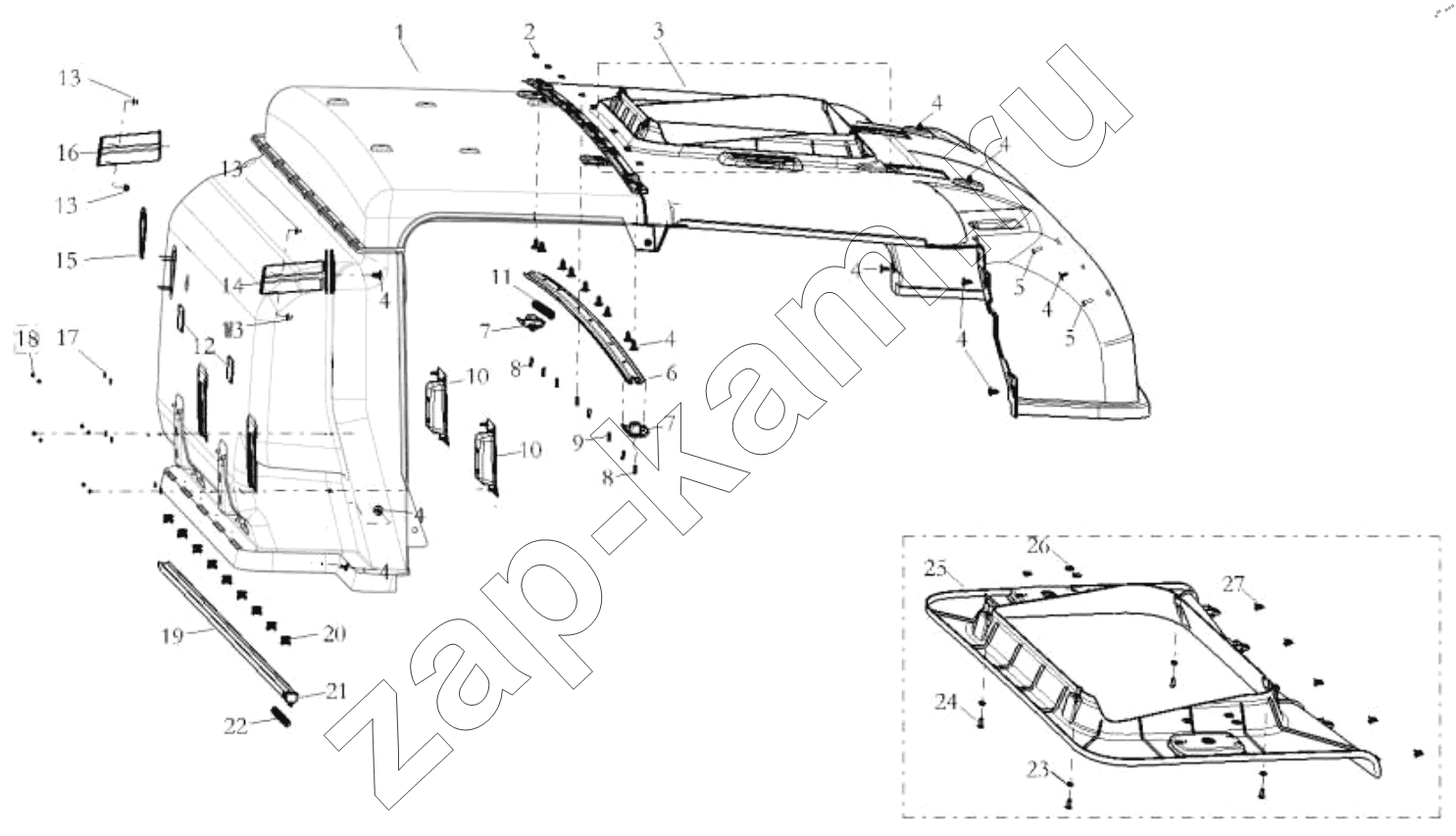 Схема/чертеж: THE INTERIOR TRIM ASSEMBLY / Shaanxi Shacman SX42584V384TL