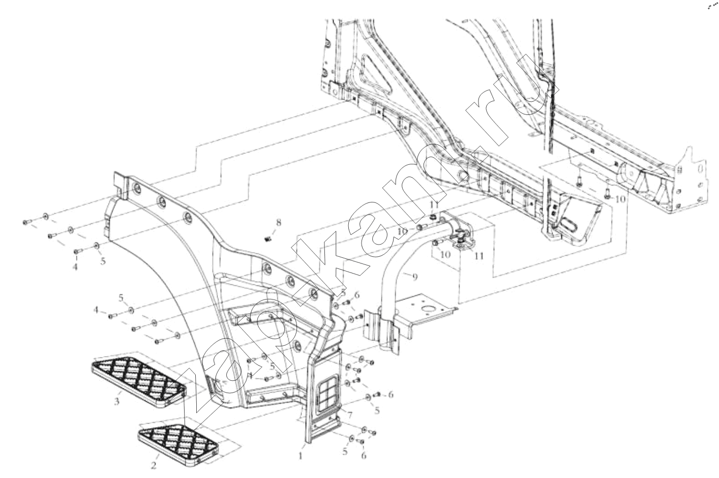 Схема/чертеж: RIGHT FOOT PANEL FOR CAB / Shaanxi Shacman SX42584V384TL