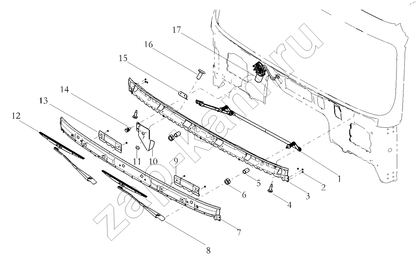 Схема/чертеж: WINDSCREEN RINSE SYSTEM/LEFT / Shaanxi Shacman SX42584V384TL