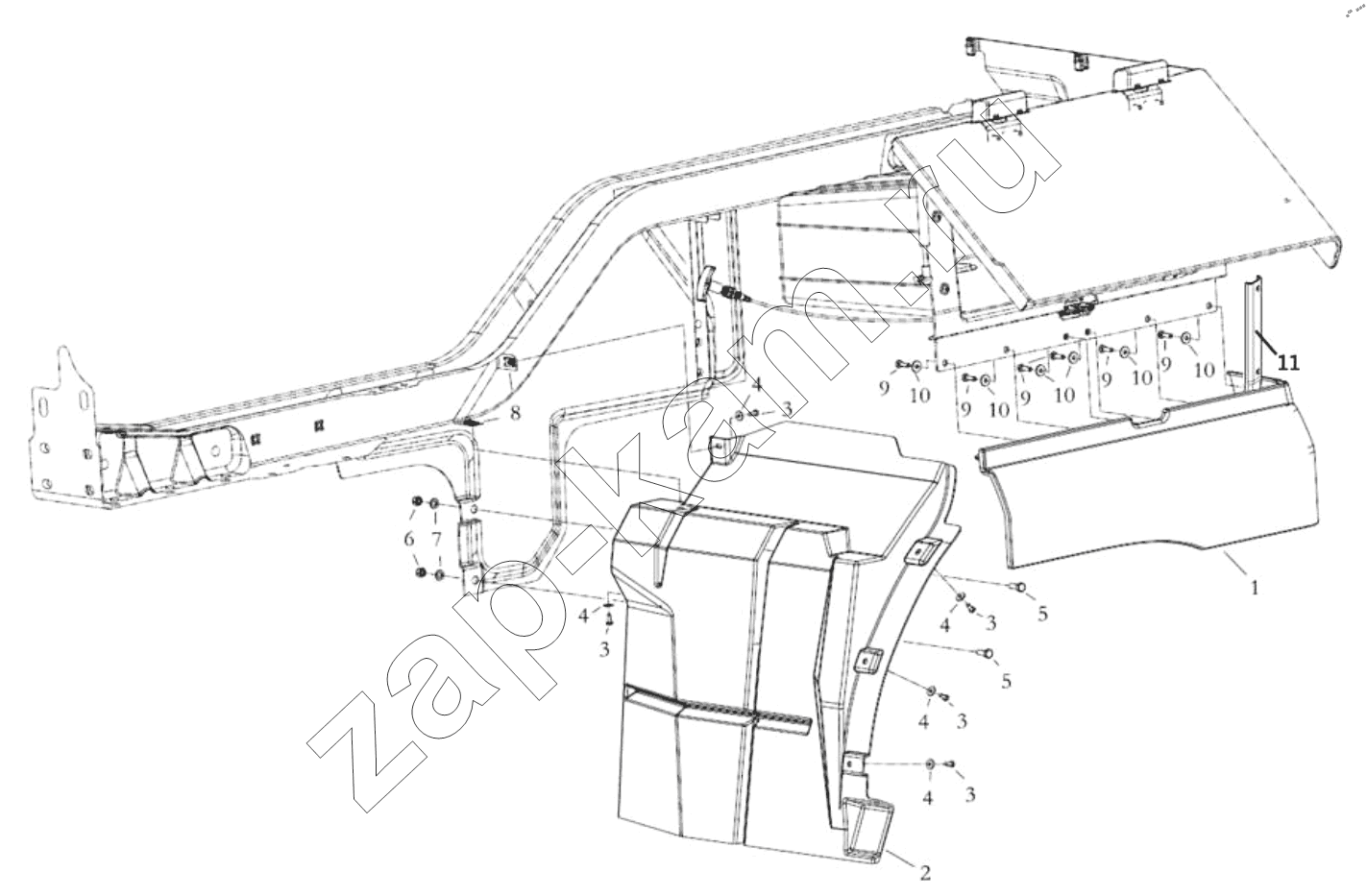 Схема/чертеж: LEFT WING DAUGHTER BOARD / Shaanxi Shacman SX42584V384TL