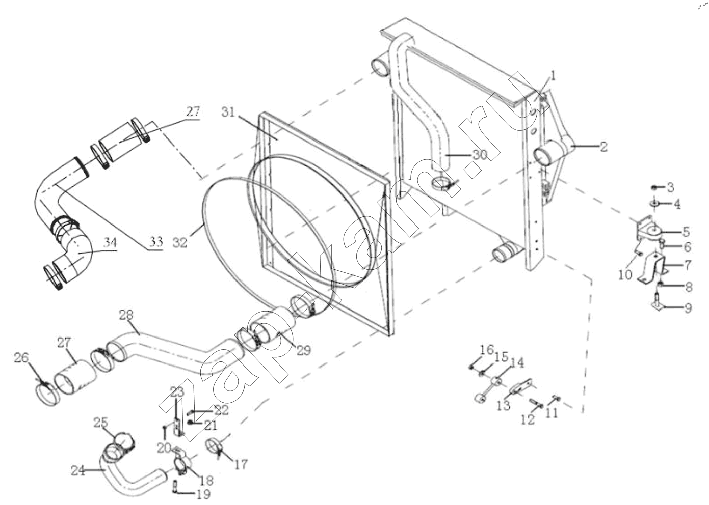 Схема/чертеж: COOLER SYSTEM (F3000/WP12) / Shaanxi Shacman SX42584V384TL