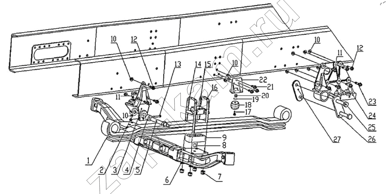 Схема/чертеж: FRONT SUSPENSION (DC95259690622) / Shaanxi Shacman SX42584V384TL