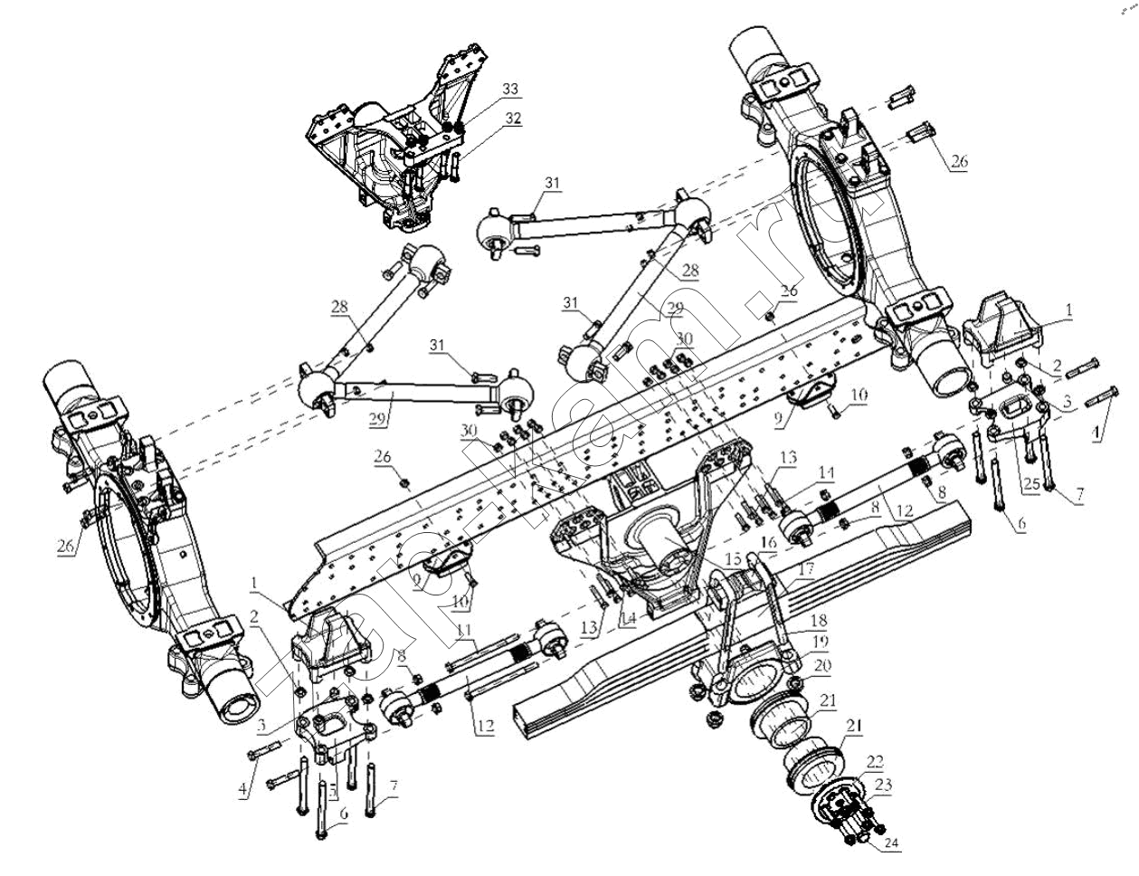 Схема/чертеж: REAR SUSPENSION (DC95259520432) / Shaanxi Shacman SX42584V384TL