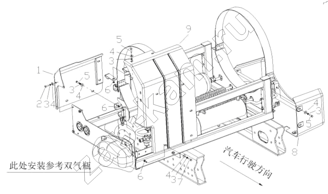 Схема/чертеж: LNG SYSTEM SHIELD (SINGLE BOTTLE) / Shaanxi Shacman SX42584V384TL