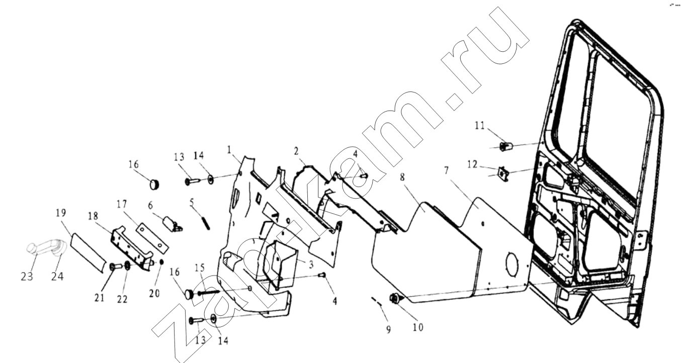 Схема/чертеж: DOOR COVERING RIGHT / Shaanxi Shacman SX5318GJBDT386TL