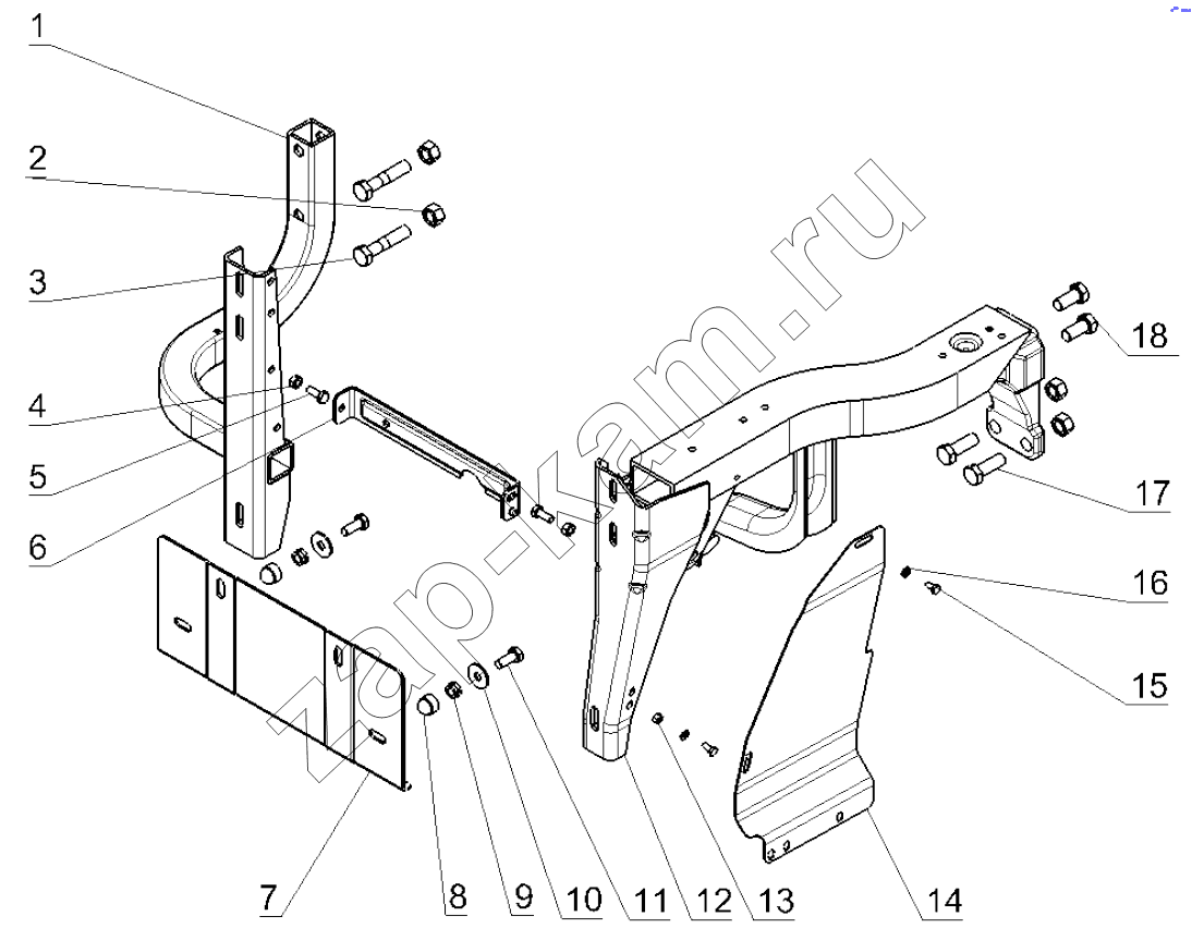 Схема/чертеж: LEFT FOOT PANEL BRACKET / Shaanxi Shacman SX5318GJBDT386TL