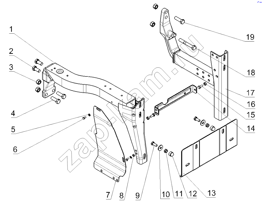 Схема/чертеж: RIGHT FOOT PANEL BRACKET / Shaanxi Shacman SX5318GJBDT386TL