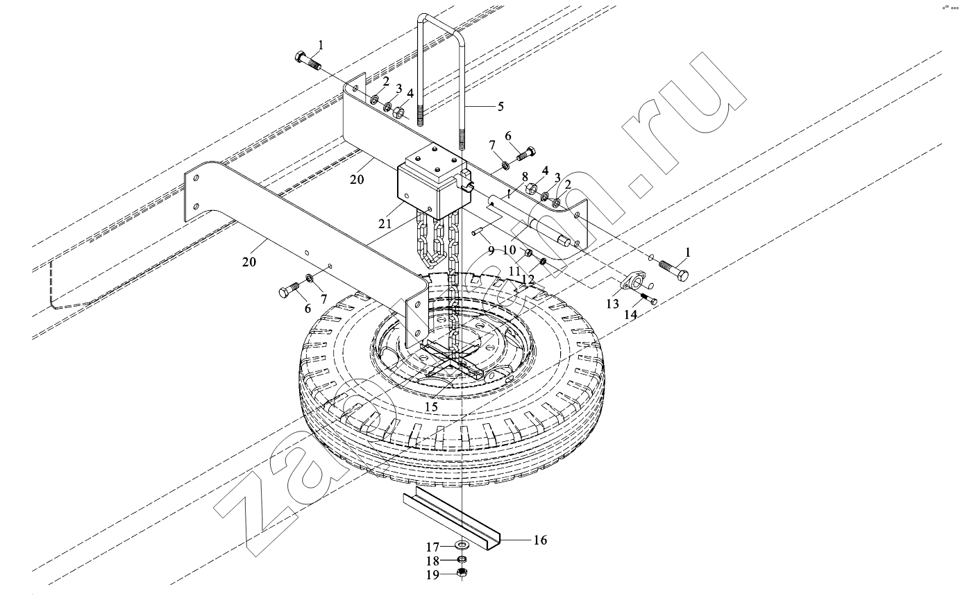 Схема/чертеж: SPARE WHEEL HOLDER / Shaanxi Shacman SX5318GJBDT386TL