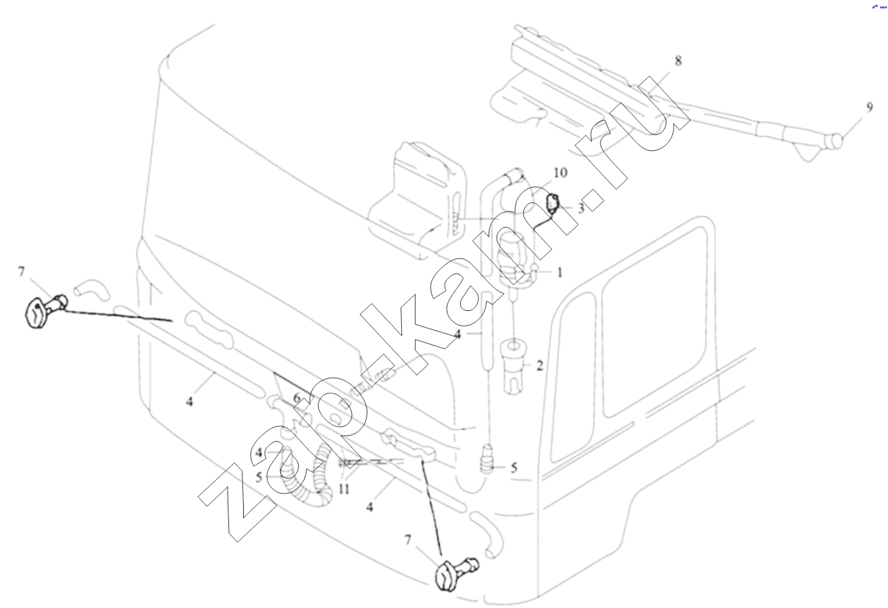 Схема/чертеж: WINDSCREEN WASHER PUMP AND ACCESSORIES / Shaanxi Shacman SX5318GJBDT386TL