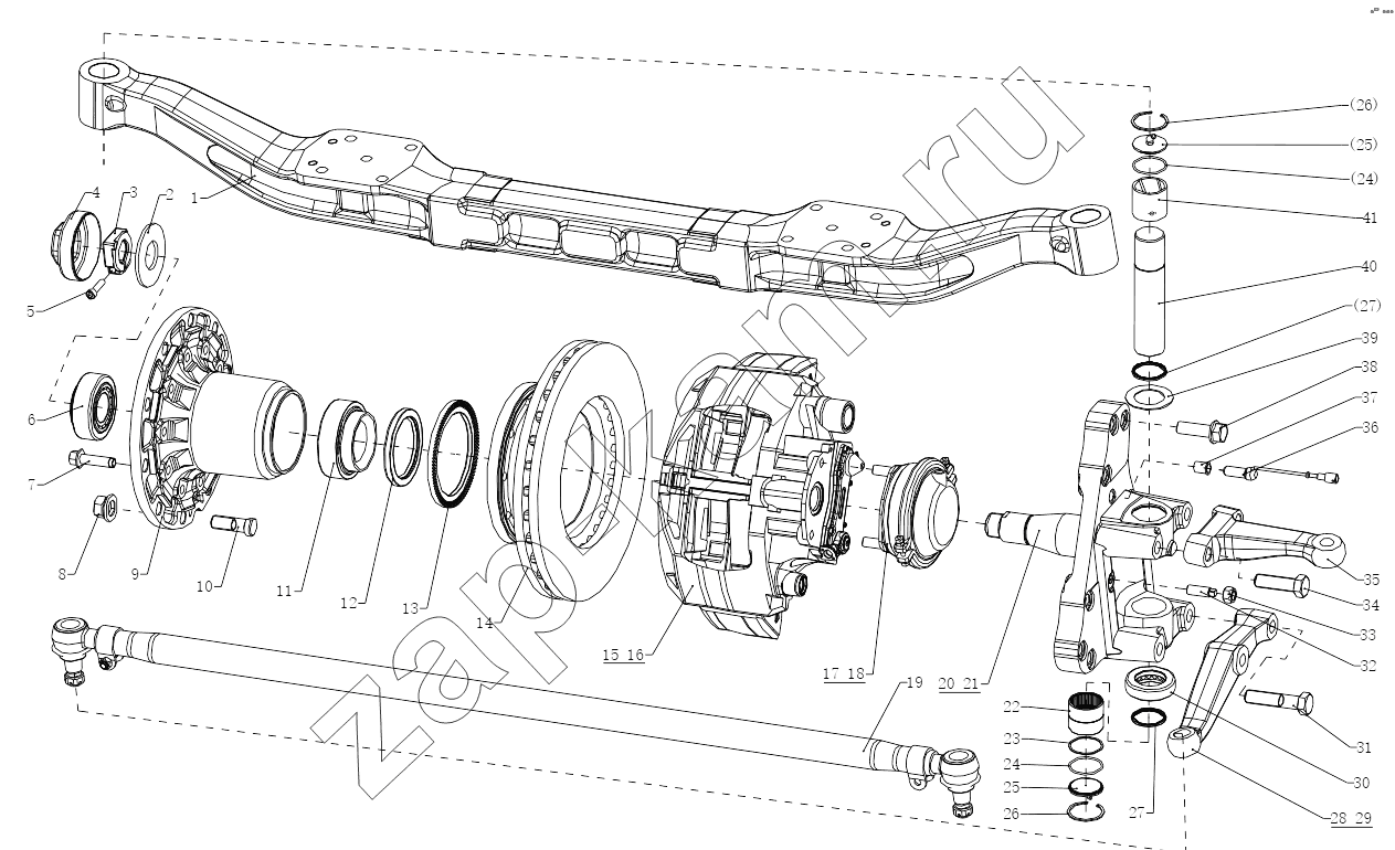 Схема/чертеж: 7.5 TON DISC FRONT AXLE / Shaanxi Shacman SX5318GJBDT386TL