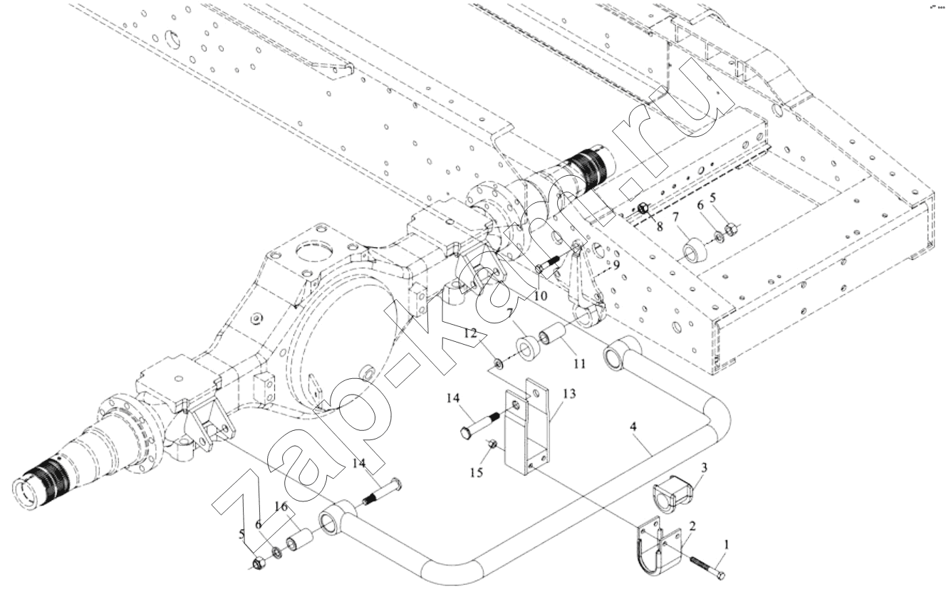 Схема/чертеж: REAR STABLIZER ASSY DC95319680144 / Shaanxi Shacman SX5318GJBDT386TL