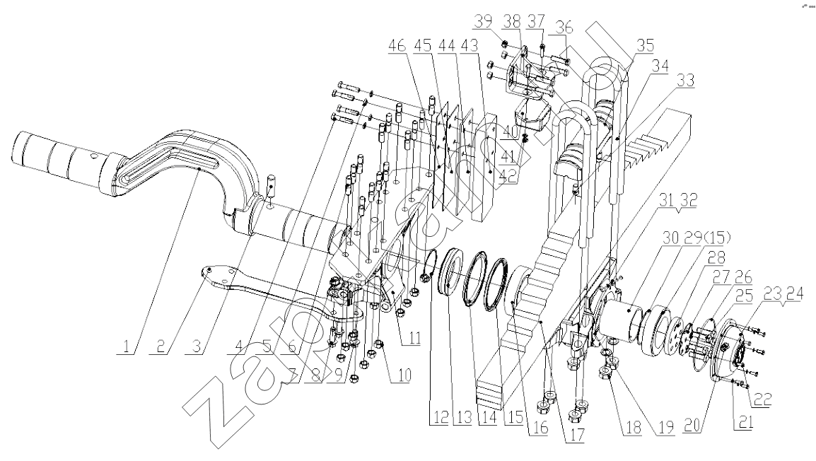 Схема/чертеж: REAR SUSPENSION DC95319520816 / Shaanxi Shacman SX5318GJBDT386TL