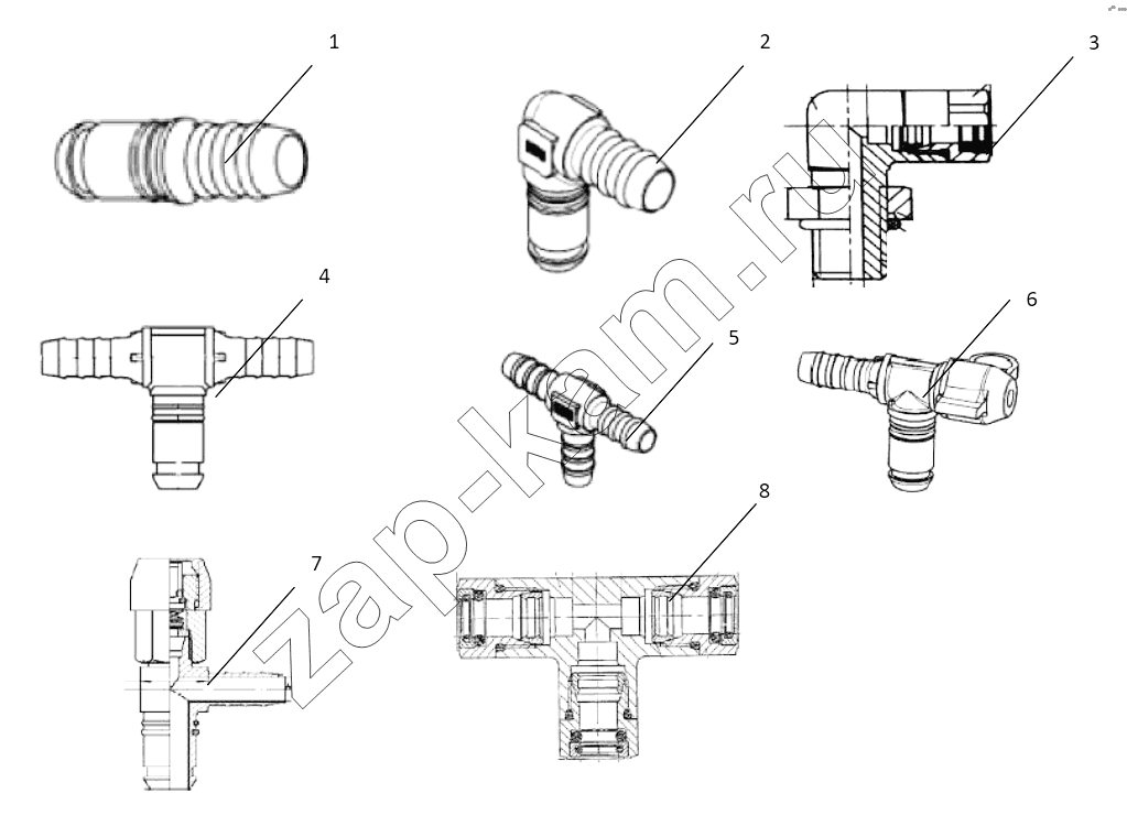 Схема/чертеж: CONNECTING PARTS, LINE & NIPPLE JOINT / Shaanxi Shacman SX5318GJBDT386TL