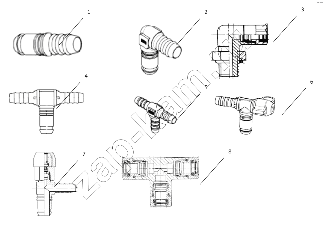 Схема/чертеж: CONNECTING PARTS, LINE & NIPPLE JOINT / Shaanxi Shacman SX5318GJBDT386TL