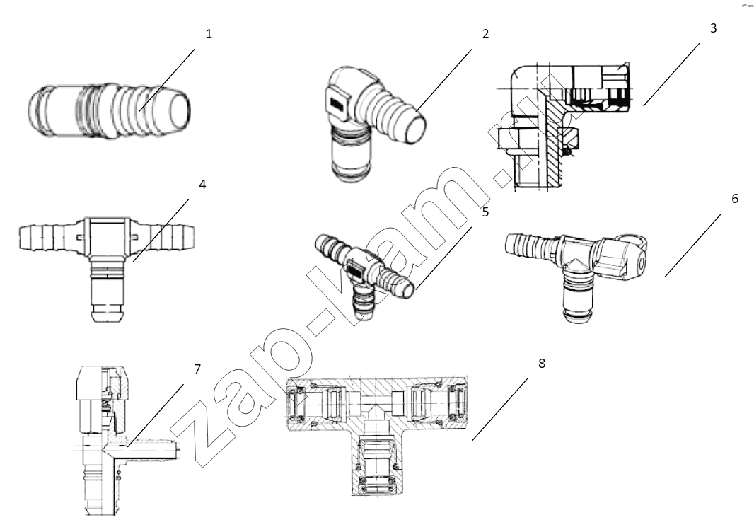 Схема/чертеж: CONNECTING PARTS, LINE & NIPPLE JOINT / Shaanxi Shacman SX5318GJBDT386TL