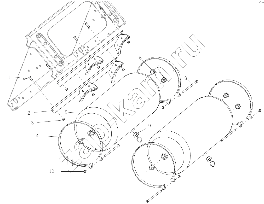 Схема/чертеж: AIR TANK FIXING (II) / Shaanxi Shacman SX5318GJBDT386TL
