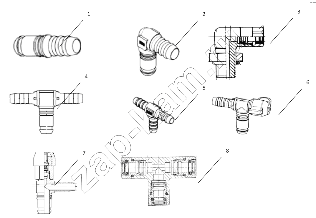 Схема/чертеж: CONNECTING PARTS, LINE & NIPPLE JOINT / Shaanxi Shacman SX5318GJBDT386TL