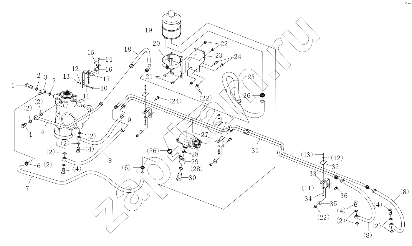 Схема/чертеж: DOUBLE SHAFTS STEERING HYDRAULIC DEVICE / Shaanxi Shacman SX5318GJBDT386TL