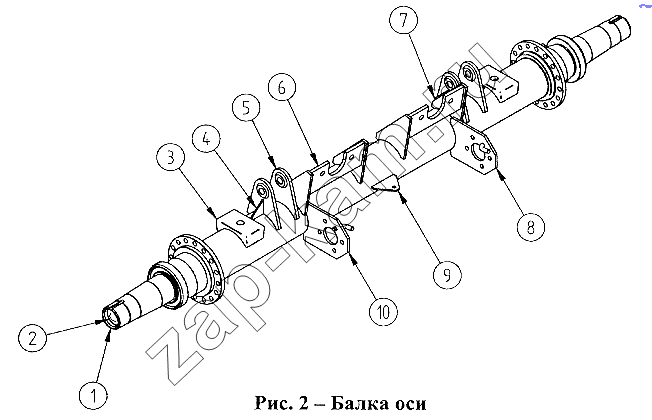 Схема/чертеж: Балка оси / СЗАП-9327 (2005)