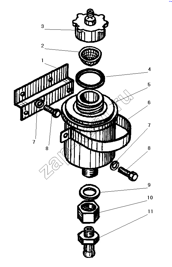 Схема/чертеж: Установка бачка привода сцепления / УралАЗ УРАЛ-4320-41