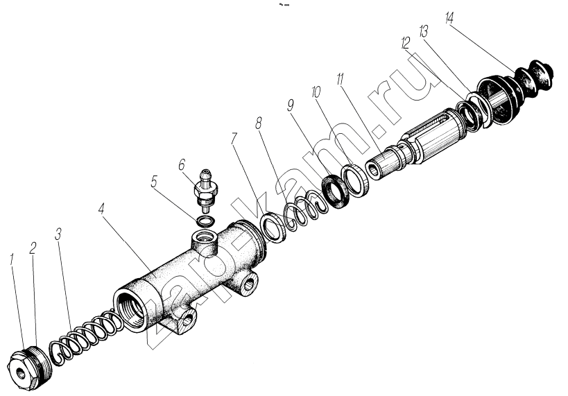 Схема/чертеж: Цилиндр гидравлический;Hydraulic Cylinder / УралАЗ 4320-0006982-74 (NEXT)