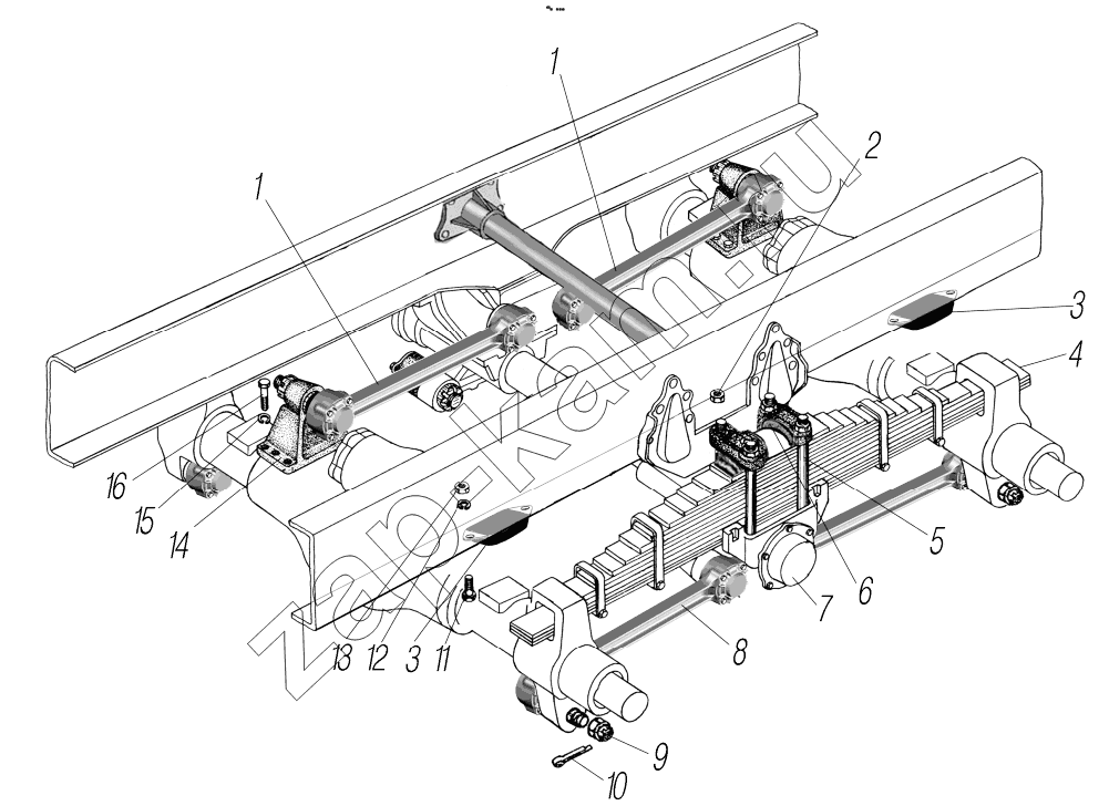 Схема/чертеж: Задняя подвеска;Rear Suspension / УралАЗ 4320-0006982-74 (NEXT)